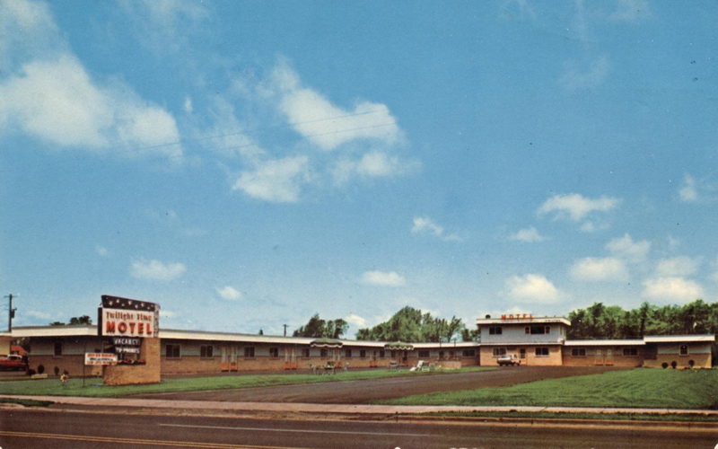 Twilight Motel (Twilight Time Motel) - Vintage Postcard Back (newer photo)